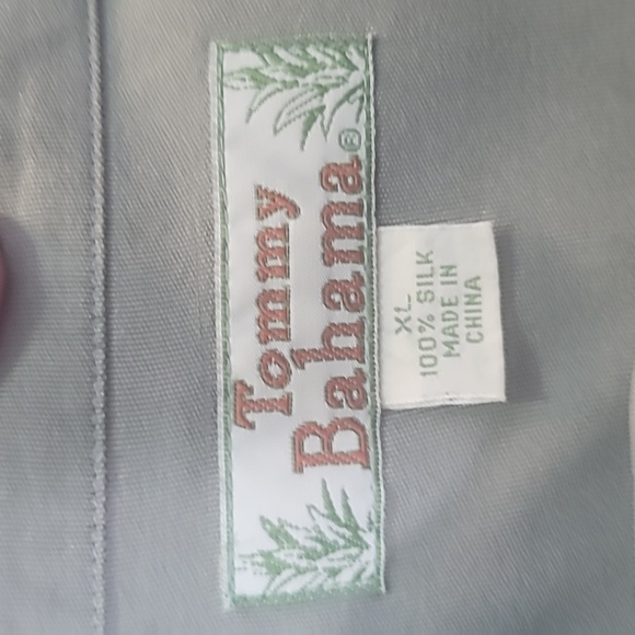 Tommy Bahama 100% silk olive green long sleeve shirt size XL 2 pockets vacation - Picture 11 of 14